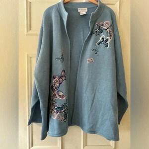 Victor Costa Occasions Blue Cardigan Sweater no buttons.  Size 2x